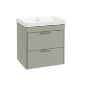 Reed 600mm Wall Hung 2 Drawer Vanity Unit Lakeside Sage &amp; Basin- Brushed Nickel Handles image