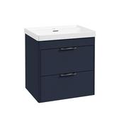 Reed 600mm Wall Hung 2 Drawer Vanity Unit Cobalt Night &amp; Basin - Chrome Handles image