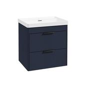 Reed 600mm Wall Hung 2 Drawer Vanity Unit Cobalt Night &amp; Basin - Matt Black Handles image
