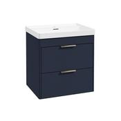 Reed 600mm Wall Hung 2 Drawer Vanity Unit Cobalt Night &amp; Basin - Brushed Nickel Handles image