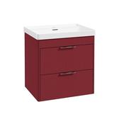 Reed 600mm Wall Hung 2 Drawer Vanity Unit Ruby Fern &amp; Basin - Chrome Handles image