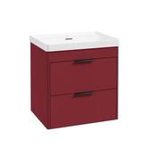 Reed 600mm Wall Hung 2 Drawer Vanity Unit Ruby Fern &amp; Basin - Matt Black Handles