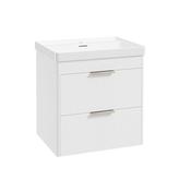 Reed 600mm Wall Hung 2 Drawer Vanity Unit Lakeshore Lily &amp; Basin - Brushed Nickel Handles image