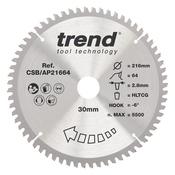 Trend Aluminium/Plastic Circular Saw Blade 216mm x 30mm x 64T image