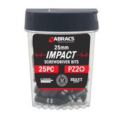 Abracs 25mm Impact Screwdriver Bits PZ2 25 Piece image