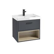 Malmo 600mm Open Shelf Unit Matt Night Sky Blue Black Handle Gloss Basin image