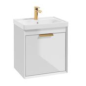 Fjord 500mm Wall Hung 2 Drawer Vanity Unit Gloss White Brushed Gold Handle image