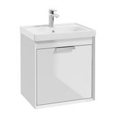 Fjord 500mm Wall Hung 2 Drawer Vanity Unit Gloss White Brushed Chrome Handle image
