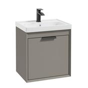 Fjord 500mm Wall Hung 2 Drawer Vanity Unit Matt Khaki Matt Black Handle image