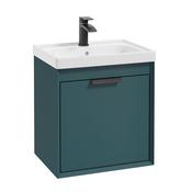 Fjord 500mm Wall Hung 2 Drawer Vanity Unit Matt Ocean Blue Matt Black Handle image