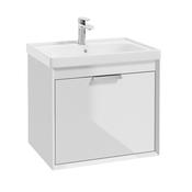 Fjord 600mm Wall Hung 2 Drawer Vanity Unit Gloss White Brushed Chrome Handle image