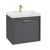 Fjord 600mm Wall Hung 2 Drawer Vanity Unit Matt Midnight Grey Brushed Gold Handle image