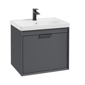 Fjord 600mm Wall Hung 2 Drawer Vanity Unit Matt Midnight Grey Matt Black Handle image