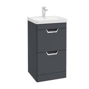 Freya 500mm 2 Drawer Floorstanding Vanity Unit Matt Night Sky Blue Brushed Chrome Handle image