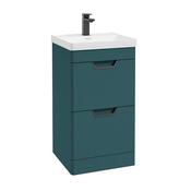 Freya 500mm 2 Drawer Floorstanding Vanity Unit Matt Ocean Blue Matt Black Handle image