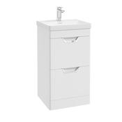 Freya 500mm 2 Drawer Floorstanding Vanity Unit Matt White Brushed Chrome Handle image