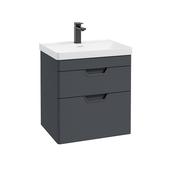 Freya 600mm 2 Drawer Wall Hung Vanity Unit Matt Night Sky Blue Matt Black Handles image