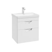 Freya 600mm 2 Drawer Wall Hung Vanity Unit Matt White Brushed Chrome Handles image