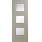 Doras Vienna 3 Lite Silk Grey Clear Bevelled Glass Door All Sizes image