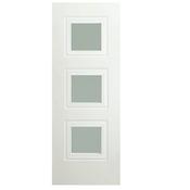 Doras Bergerac 3 Lite Opal Laminate Glass White Door All Sizes image