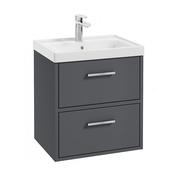Finland 500mm Vanity Unit Matt Midnight Grey Brushed Chrome Handles