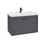 Fjord 800mm Wall Hung Vanity Unit Midnight Grey Black Handles image