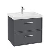 Finland 600mm 2 Drawer Wall Hung Vanity Unit Matt Midnight Grey Brushed Chrome Handle image