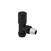 Round Angled Radiator Valves Black image