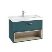 Malmo 800mm Open Shelf Unit Ocean Blue Chrome Handle Gloss Basin image