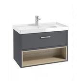 Malmo 800mm Open Shelf Unit Midnight Grey Chrome Handle Gloss Basin image