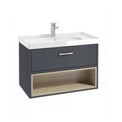 Malmo 800mm Open Shelf Unit Matt Night Sky Blue Chrome Handle Gloss Basin image