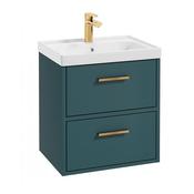Finland 500mm Vanity Unit Matt Ocean Blue Matt Brushed Gold Handle image