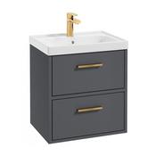 Finland 500mm Vanity Unit Matt Midnight Grey Brushed Gold Handles image