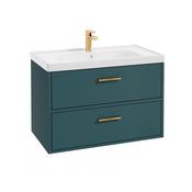 Finland 800mm Vanity Unit Matt Ocean Blue Brushed Gold Handles image
