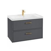 Finland 800mm Vanity Unit Matt Midnight Grey Brushed Gold Handles image