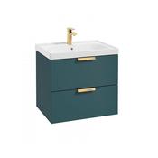 Stockholm 600mm Wall Hung Vanity Unit Ocean Blue Gold Handles image