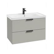 Stockholm 800mm Wall Hung Vanity Unit Arctic Grey Black Handles image