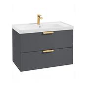 Stockholm 800mm Wall Hung Vanity Unit Midnight Grey Gold Handles image