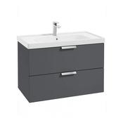 Stockholm 800mm Wall Hung Vanity Unit Midnight Grey Chrome Handles image