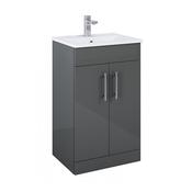 Belmont 500mm Square Floor Standing Vanity Unit Gloss Grey image
