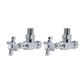 Traditional x Head Angled Radiator Valves Chrome image