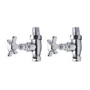Traditional x Head Straight Radiator Valves Chrome image
