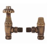 Angled Antique Radiator Valves Brass image
