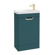 Freya 550mm 1 Door Floor Unit Matt Ocean Blue Brushed Gold Handle image