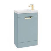 Freya 550mm 1 Door Floor Unit Matt Morning Sky Blue Brushed Gold Handle image