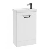 Freya 550mm 1 Door Floor Unit Matt White Matt Black Handle image
