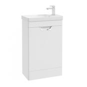 Freya 550mm 1 Door Floor Unit Matt White Brushed Chrome Handle image