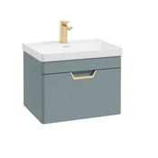 Freya 600mm 1 Drawer Wall Hung Vanity Unit Coral Green Brushed Gold Handle image