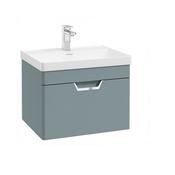 Freya 600mm 1 Drawer Wall Hung Vanity Unit Coral Green Brushed Chrome Handle image