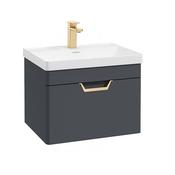 Freya 600mm 1 Drawer Wall Hung Vanity Unit Night Sky Blue Brushed Gold Handle image